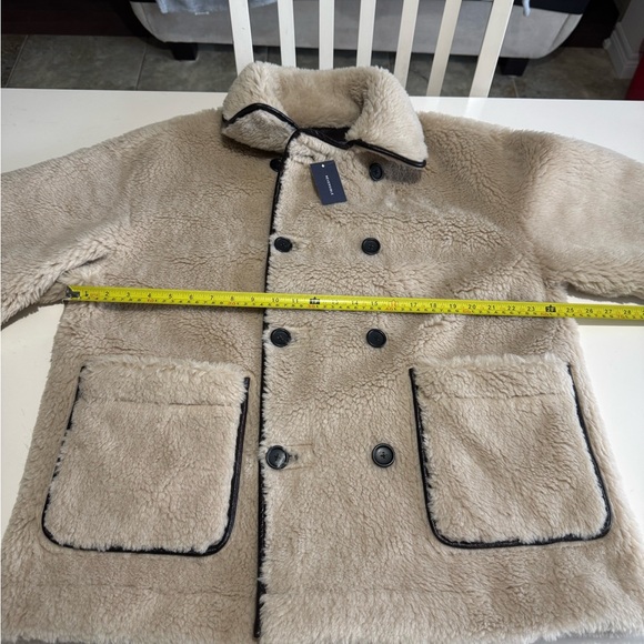 GAP Women's Dark Brown Pea Coat with Shearling Accents. REVERSIBLE. - Picture 8 of 9